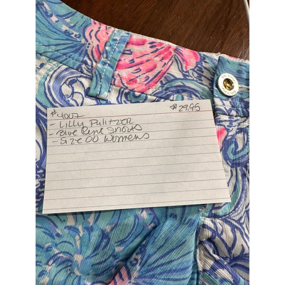 Lilly Pulitzer Womens Short Sz 00 Blue HAVEN RAISING SHELL Pockets Button Zipper - Picture 8 of 9